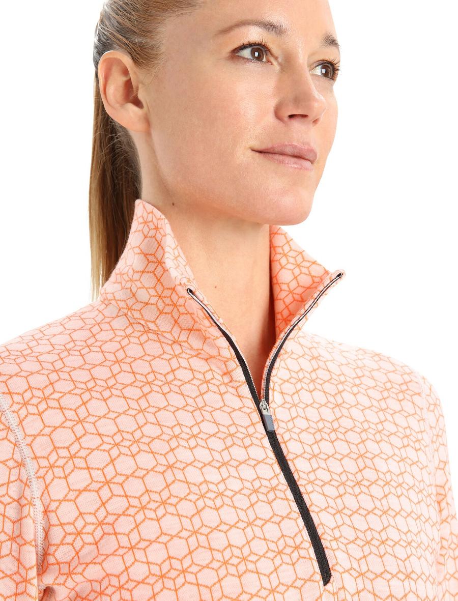 Snow / Flash Icebreaker Merino 250 Vertex Long Sleeve Half Zip Alpine Geo Women's Base Layers | AU 1837FDNM